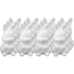 12x Styrofoam konijntje/haasje 8 cm decoratie/versiering