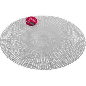 Ronde diner tafel placemats zilver met diameter 40 cm - Kunststof - Voor o.a. Kerstmis/bruiloft/dagelijks