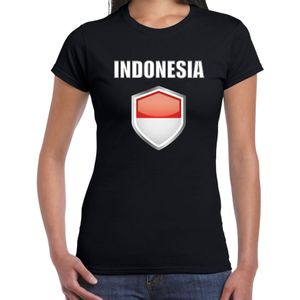 Indonesie fun/ supporter t-shirt dames met Indonesische vlag in vlaggenschild