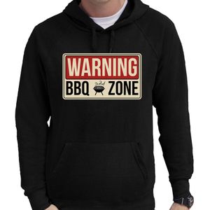 Barbecue cadeau hoodie warning bbq zone zwart voor heren - bbq hooded sweater
