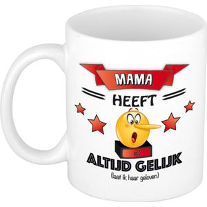 Bellatio Decorations Mama heeft altijd gelijk cadeau mok - rood - 300 ml - keramiek - moederdag