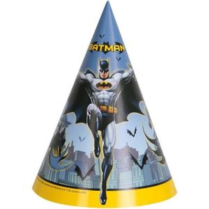 Batman kartonnen feesthoedjes 8 stuks
