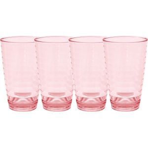 Set van 10x stuks onbreekbare kunststof camping drinkglazen rood 400 ml