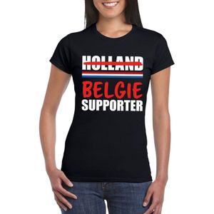 Holland supporter die overloopt naar Belgie shirt zwart dames