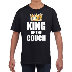 King of the couch t-shirts voor thuisblijvers tijdens Koningsdag zwart kinderen / jongens