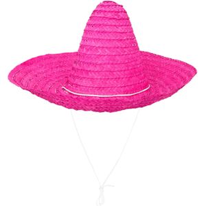 Boland party Carnaval verkleed Sombrero hoed Fiesta - roze - volwassenen - polyester