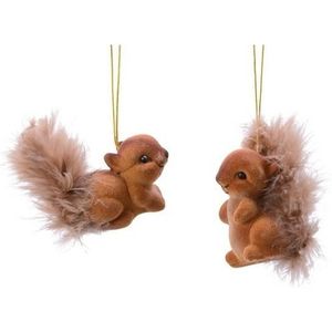 8x Kerst hangdecoratie bruin eekhoorntje 6 cm