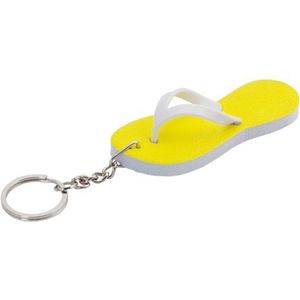 Gele teenslipper sleutelhangers 8 cm
