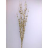 Kerstversiering glitter tak goud 76 cm decoratie kunstbloemen/kunsttakken met warm witte LED lichtjes