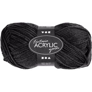 Bolletjes acryl wol zwart 50 gram