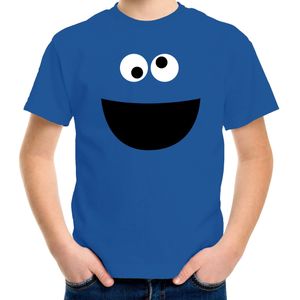Verkleed / carnaval t-shirt blauw cartoon knuffel monster voor kinderen - Verkleed / kostuum shirts