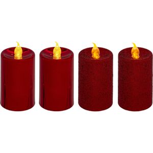 Feeric lights and christmas LED kaarsen set - 12x st - rood -H7,5 cm