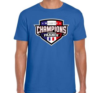 We are the champions France / Frankrijk supporter shirt / kleding met schild embleem blauw voor heren