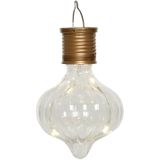 Lumineo solar hanglamp bol/lampion - 2x - Marrakech - kunststof - D8 x H12 cm - LED