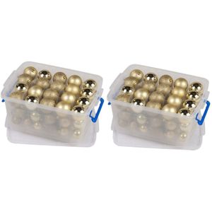 3x Opbergboxen met in ieder 70 gouden kerstballen