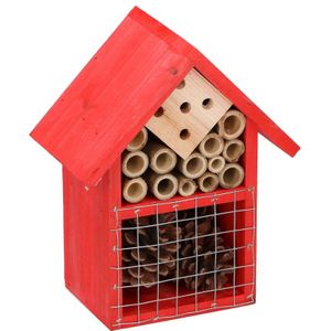 Rood huisje voor insecten 19 cm vlinderhuis/bijenhuis/wespenhotel