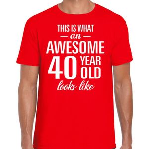 Awesome 40 year / verjaardag cadeau t-shirt rood voor heren