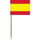 150x Cocktailprikkers Spanje 8 cm vlaggetje landen decoratie