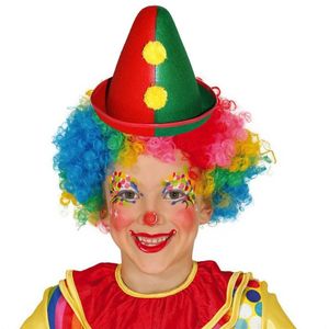 Clown verkleed set voor kinderen pruik met hoedje gekleurd