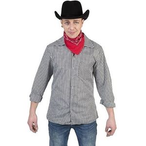 Zwart met wit geruit cowboy overhemd voor heren