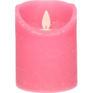 1x Fuchsia roze LED kaarsen / stompkaarsen met bewegende vlam 10 cm