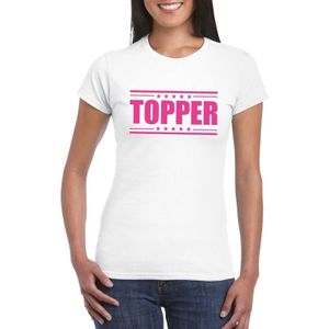 Toppers in concert Wit t-shirt dames met tekst Topper in het roze
