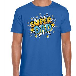 Super dad kado shirt voor vaderdag / verjaardag blauw heren