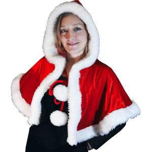 Kerstfeest verkleedkleding rode kerstvrouw cape met capuchon