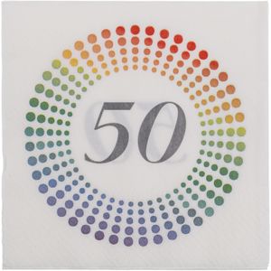 40x Leeftijd 50 jaar witte confetti servetten 33 x 33 cm