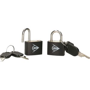 Dunlop Bagagesloten voor reistassen en koffers - 2x stuks - zwart - hangslotjes met sleutel