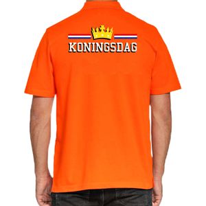 Grote maten Koningsdag met kroon polo shirt oranje voor heren - Koningsdag polo shirts