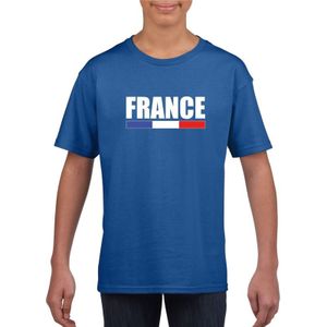 Franse supporter t-shirt blauw voor kinderen