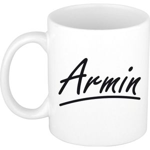 Armin voornaam kado beker / mok sierlijke letters - gepersonaliseerde mok met naam