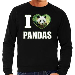I love pandas foto trui zwart voor heren - cadeau sweater pandas liefhebber