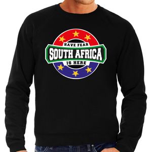 Have fear South Africa / Zuid Afrika is here supporter trui / kleding met sterren embleem zwart voor heren