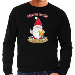 Bellatio Decorations foute kersttrui/sweater heren - Bier kabouter/gnoom - zwart - Doordrinken