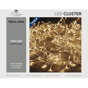 Clusterverlichting met timer 768 lampjes warm wit 4,5 m