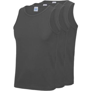 Multipack 3x Maat XXL - Sportkleding sneldrogende mouwloze shirts grijs voor mannen/heren