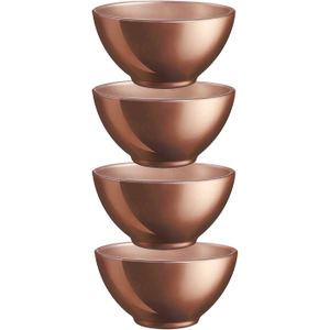 Luminarc Kommetjes/soepkommen/schaaltjes voor dessert/ontbijt - 4x - Glas - D13 x 6 cm - koper