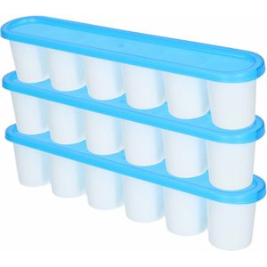 Set van 5x stuks grote ijsblokjes/ijsklontjes vormen met deksel 30 cm - 6 blokken per tray