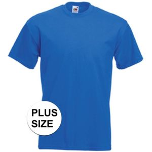 Set van 2x stuks grote maten basis heren t-shirt kobalt blauw met ronde hals, maat: 3XL (46/58)