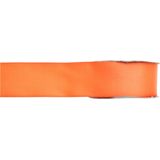 1x Oranje satijnlint rollen 1,5 cm x 25 meter cadeaulint verpakkingsmateriaal