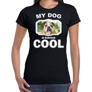 Honden liefhebber shirt Coole Britse Bulldogs my dog is serious cool zwart voor dames