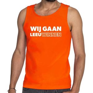 Nederlands elftal supporter tanktop / mouwloos shirt Wij gaan LeeuWinnen oranje voor heren
