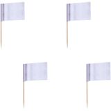 Cocktailprikkers blanco - 500x - wit - 8 cm - vlaggen prikkertjes