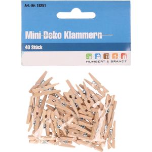 Humbert 40x mini decoratieve houten clips - 25mm - knijpers