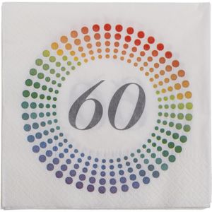 40x Leeftijd 60 jaar witte confetti servetten 33 x 33 cm