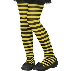 Zwart/gele 40 denier verkleed panty voor kinderen