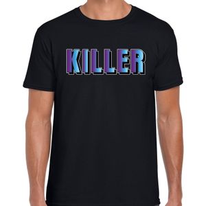 Killer fun t-shirt zwart met paarse/blauwe tekst voor heren