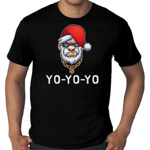 Zwart Kerst shirt/ Kerstkleding Gangster / rapper Santa voor heren grote maten